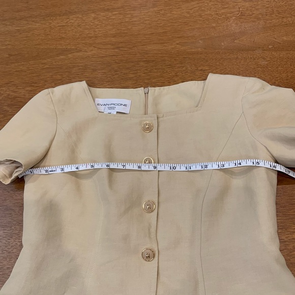 Evan Picone vintage 80s 1 piece suit dress in khaki with gold buttons - Picture 8 of 9